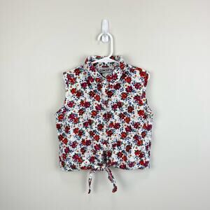 Vintage California Concepts Floral Sleeveless Cropped Blouse Medium USA